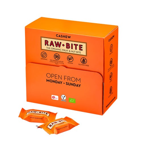 Billede af RAWBITE Officebox Cashew 45x15g Økologisk - 675 gram - RawBite hos Økologisk-Supermarked
