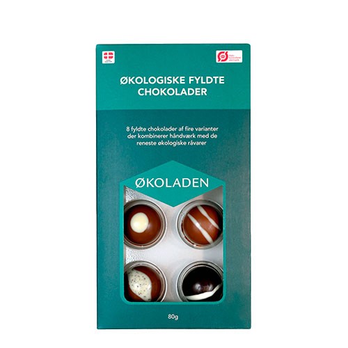 Fyldte Chokolader 8 Stk Økologisk 80 Gram
