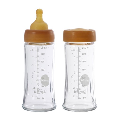 Billede af HEVEA Baby Glas sutteflaske Wide Neck 2-pak -250ml - 1 pakke hos Økologisk-Supermarked