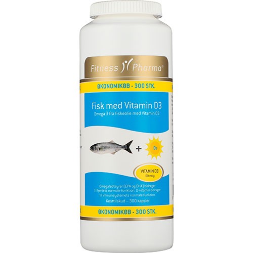 Billede af Fisk med Vitamin D3 Fitness Pharma - 300 kapsler - Fitness Pharma