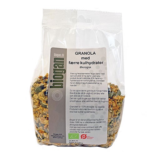 Billede af Granola med færre kulhydrater Økologisk - 400 gram - Biogan - Mindst holdbar til : 01-07-2024 hos Økologisk-Supermarked