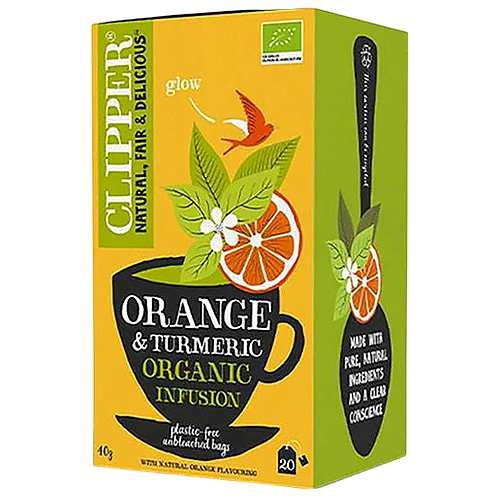 Urtete med appelsin & gurkemeje Økologisk - 20 Breve - Clipper