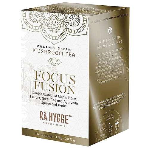 Focus Fusion - Lion's Mane Green Tea Økologisk - 16 Breve - Rå Hygge
