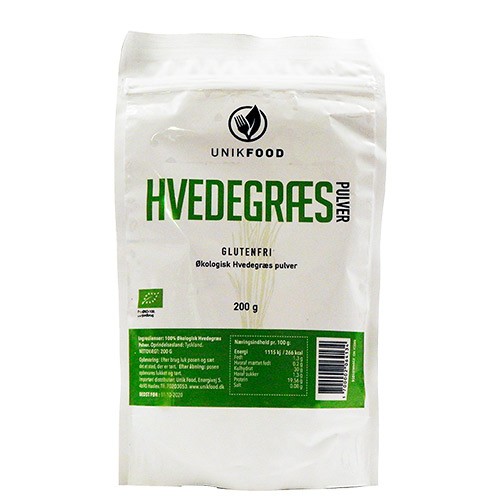 Hvedegræs pulver  Økologisk  - 200 gram - Unikfood