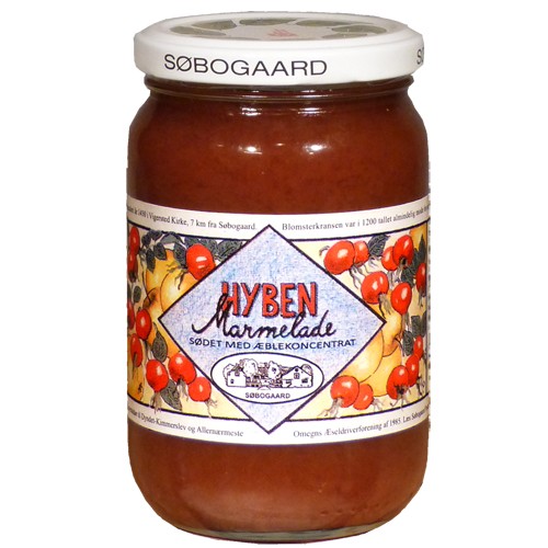 Hybenmarmelade sødet med æble Økologisk - 390 gram - Søbogaard