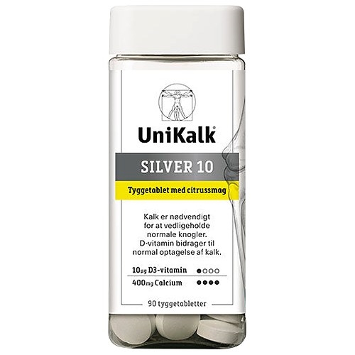 UniKalk Silver 10 tyggetab m citrus - 90 Tabletter