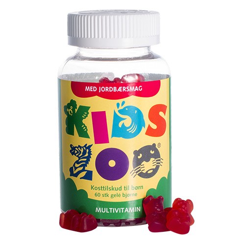 Multivitamin med jordbærsmag - 60 tabletter - Kids Zoo