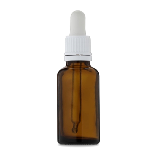 Brun glasflaske med hvid pipette - 30 ml - Epic Oils