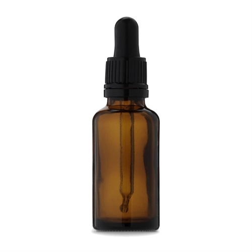 Brun glasflaske med sort pipette - 30 ml - Epic Oils